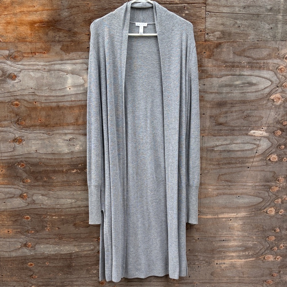 Leith Heather Gray Longline Open Cardigan